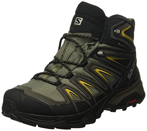 Salomon mens X Ultra 3 Mid Gtx Hiking, Castor Gray/Black/Green Sulphur, 10.5 US